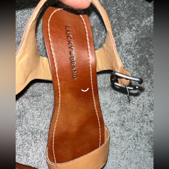 Lucky Brand Leather Hannela Wooden Studded Sandal with wooden sole. size 9/39 - Picture 7 of 13